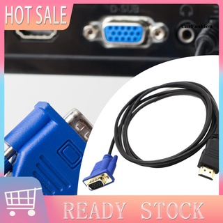 Ht_ Cable adaptador portátil m 1080P compatible HDMI macho a VGA macho convertidor de vídeo para PC DVD HDTV