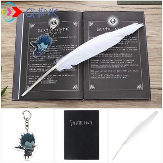 Chink papelería Death Note Pad Anime tema escritura diario cuaderno cubierta de cuero suministros de oficina collar colgante pluma pluma en blanco bloc de notas