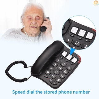 Teléfono Con Cable Negro Con Botón Grande Escritorio Fijo Soporte De Pared Manos Libres/Redial/Flash/Velocidad Dial/Anillo Control De Volumen Para Ancianos Oficina En Casa Hotel De Negocios (2)