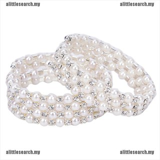 [ali] pulsera de perlas de cristal multicapa de brazalete elástico ancho brazalete judío
