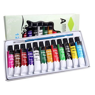 love* 12 Colors Professional Acrylic Paints Brush Set 12ml Tubes Drawing Painting Pigment Hand-painted Wall Paint for Artist DIY