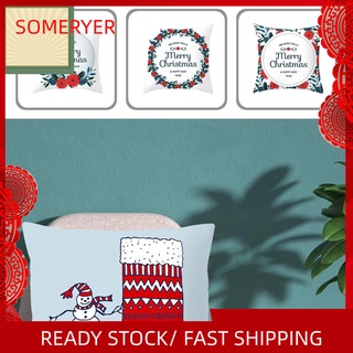 [someryer] Funda de almohada transpirable con estampado elegante de navidad, funda de almohada, amigable con la piel, para sala de estar