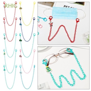 RHIG Children Neck Strap Cartoon Car Anti-lost Face Cover Chain Lanyard Fashion Multicolor Adults Acrylic Chain Christmas Series Face Cover Cord Holders