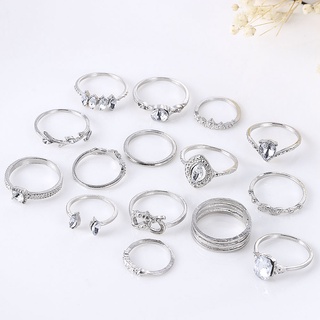 [Super_Aotuo4.Br] 15 unids/Set de anillos de dedo Midi de plata retro Boho mujer moda conjunto Vintage Punk anillos de nudillos joyería