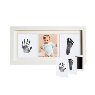Baby Handprint Kit & Footprint Photo Frame for Newborn Girls and Boys Unique Baby Shower Gifts Set Memorable Keepsake Box Decorations Nursery Decor