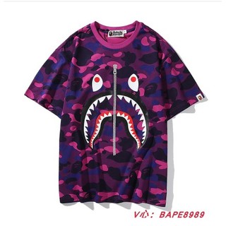 BAPE Shark Hombres Mujeres Camuflaje Calidad Transpirable Manga Corta Camiseta (2)