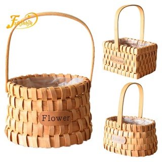 cesta portátil tejida a mano de bambú, flores de bambú, cesta de almacenamiento para boda, camping, picnic, cocina, accesorios, c