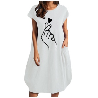 Vestido De algodón y lino con Estampado De talla Grande para mujer (wopyt.br) (3)
