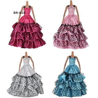 Vestido De novia br19 Para Barbies/falda De lunares/4 colores (1)