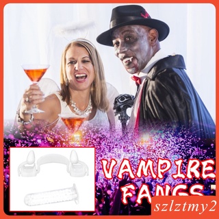 [galendale] Colmillos de vampiro retráctiles de Halloween Cosplay Horror juego de dientes falsos reutilizables (2)