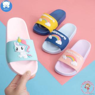 Babyl verano nuevos niños zapatillas interior antideslizante de dibujos animados unicornio sandalias y zapatillas