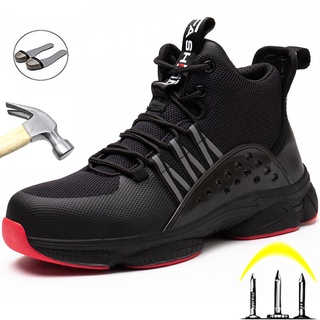 Ligero zapatos de seguridad de los hombres a prueba de pinchazos zapatos de protección de trabajo zapatillas de deporte de acero del dedo del pie de los hombres zapatos Anti-golpes botas de trabajo tamaño 47 48