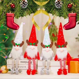 Scli Christmas Gnome Holiday Decoration Sequins Antlers Handmade Tomte Plush Doll Home Ornaments Tabletop Figurines