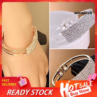Sl_ nueva moda elegante mujer brazalete pulsera de cristal brazalete Bling Lady