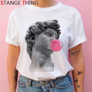 Michelangelo Camiseta Mujer streetwear 2021 Blanca tumblr vintage