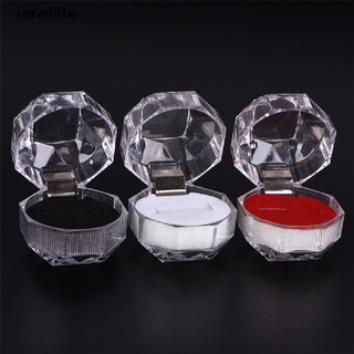 qawhite - caja de regalo de acrílico transparente para anillo, regalo de compromiso de boda