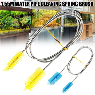 QBJ Stainless Steel Aquarium Water Pipe Cleaner with PP Brush Head Fish Tank Double-Ended Hose Brush Filter Brush