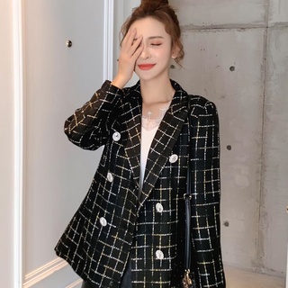High-End Elegant Casual PlaidchicSmall Suit Women's Autumn and Winter European and American Socialite Chanel-Style Retro Tweed Coat (8)