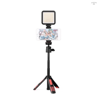 Kit de iluminación de videoconferencia LED Andoer Mini trípode + soporte para teléfono + Mini luz LED temperatura de Color 5500K brillo ajustable para Smartphone Video conferencia de trabajo remoto Vlog Video Shooting transmisión en vivo Selfie