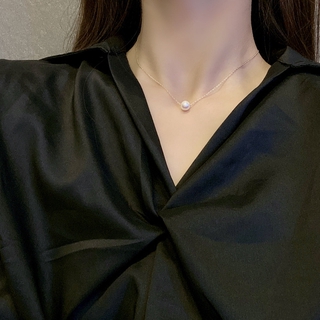 Coreano Ins perla colgante collar para mujeres niñas Simple delicado clavícula cadena cuello joyería
