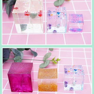 Suyou 5 pzs moldes de silicona transparentes colgantes para hacer joyas/herramientas de resina/molde UV epoxi DIY Craft cuadrado de cristal (5)