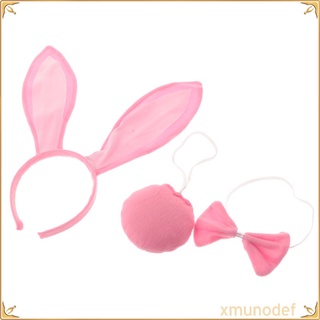 Plush Bunny Girl Rabbit Ear Headband Tail Bow Tie Costume Fancy Dress