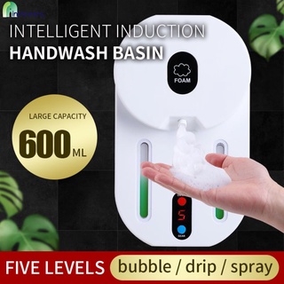 600ml Sensor automático dispensador de jabón carga USB inteligente inducción desinfectante de manos Spray espuma líquida para interior cocina baño sin contacto lavadora de mano INTROEARS