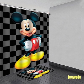 Juego De Cortina De Poliéster impermeable con estampado De Mickey Mousebathroom