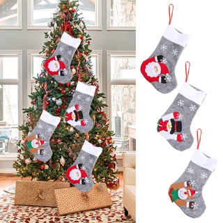 PREVENTAD Fireplace Xmas Candy Gift Bag Elk Printing Led Light Up Christmas Stockings Santa Hanging Xmas Tree Decoration Snowman Socks (8)