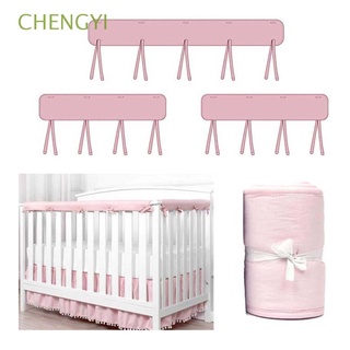 CHENGYI Solid Color Anti-bite Protector Padded Cradle Crib Rail Cover 3-Piece Breathable Padded Baby Safety Guardrail Cotton Bed Fence Baby Teething Guard Wrap/Multicolor