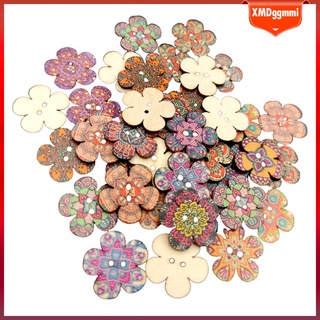 100 pzs botones mixtos de flores retro/botones de madera para costura/scrapbook manualidades
