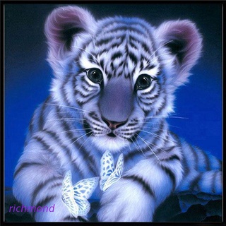 richm white tiger 5d - kit de cristal con pintura de diamantes de imitación