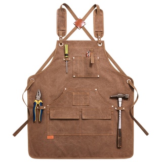 Syd - delantal de trabajo Unisex para niños, resistente, encerado, con bolsillos para herramientas, ajustable para la pintura de carpintería (8)