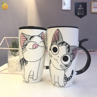 Linda taza De gato De cerámica con tapa De gran capacidad Figura De animales taza De Café taza De té regalos novedosos