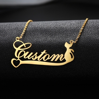 Vnox collar personalizado con nombre de dibujos animados/cadena de eslabones con letras de acero inoxidable/collars de moda para mujeres/regalos