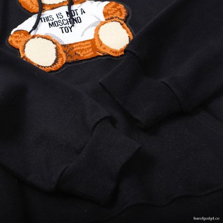 MOS Mojia bordado oso esponjoso con capucha suéter de estilo delgado 2021SS suelto pareja traje de terry top (8)