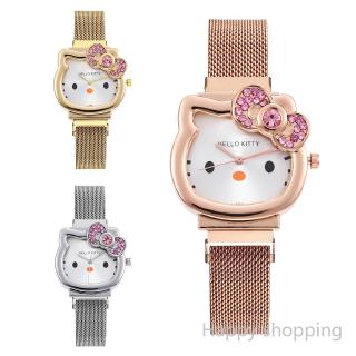 Hello Kitty - reloj de hebilla magnética de lujo con diamantes de imitación para mujer (2)