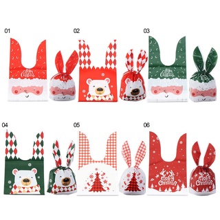 LY 10PCS Año Nuevo Galletas Bolsas De Regalos Caja Feliz Navidad Caramelo Conejo Oreja Larga Decoración Del Hogar Santa Claus Plástico Treat Bolsa (3)