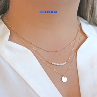 [hg] Collar con colgante De perlas postizas para mujer/colgante De tres capas
