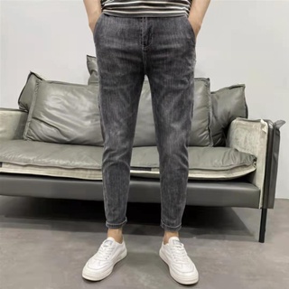 Primavera Y Otoño Estiramiento De Los Hombres De Nueve Puntos Jeans Versión Slim Lápiz Pies casual Pantalones