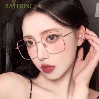 ratering mujeres de moda gafas de lectura geométricas cuadradas coreanas gafas de ordenador marco grande anti-azul luz ulralight fresco delgado vintage lente transparente gafas/multicolor