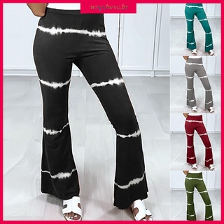 Pantalones de pierna anchas elásticos elásticos para mujer/pantalones de Cintura ancha/pantalones de ocio impresos Wnpdwvc.Br