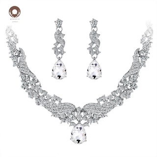 conjuntos de joyería de boda para mujeres encantadores accesorios rhinestone cristal cristal collar pendientes conjuntos