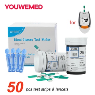 50 Tiras De Prueba De Glucosa En Sangre Adecuadas Para Yasee GLM-77 Con Lancetas De Detección De Azúcar Glucómetro