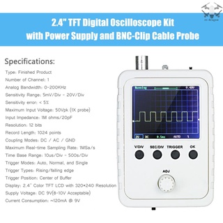 2.4-inch TFT Digital Oscilloscope Kit with Power Adapter and BNC-Clip Cable Probe DS0150 (Assembled Finished Machine) (8)