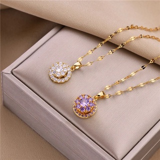 Fashion Cute Lucky Crystal Pendant Ladies Necklace Women Wedding Stainless Steel Jewelry Female