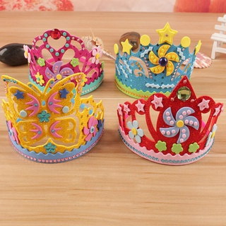 hfz niños flores estrellas espuma eva papel lentejuelas corona diy arte artesanía juguete fiesta sombrero