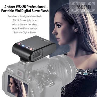 Sis Andoer WS-25 profesional portátil Mini Digital esclavo Flash Speedlite Flash en la cámara con Universal Hot Shoe GN18 para Canon Nikon Pentax Sony a7 nex6 HX50 A99 cámara (4)