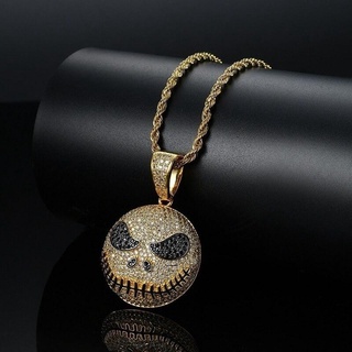Fashion Hip Hop Iced Out Christmas Zircon Grimace Pendant Necklace Men's Rock Party Jewelry