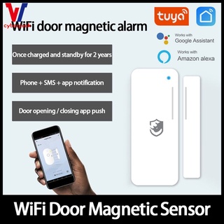 Tuya Sensor De alarma Inteligente recargable Wifi De puerta y ventana Sensor De alarma Cy